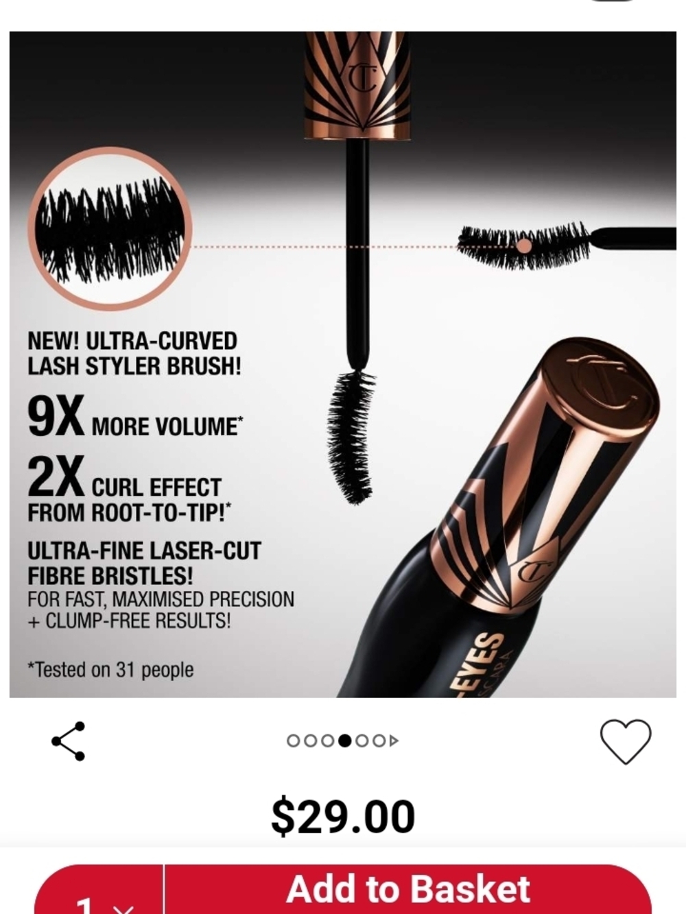 Charlotte tilbury Exagger-Eyes Volume Mascara — Black - Picture 4 of 4